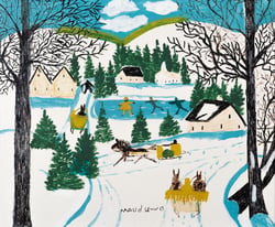 Sleighride and Ice Skaters in Winter