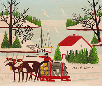 Horse-Team Pulling Logs in Winter