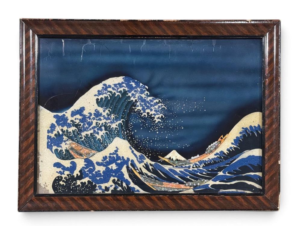 "The Wave" Embellished Sand and Abalone Work, After KATSUSHUKA HOKUSAI