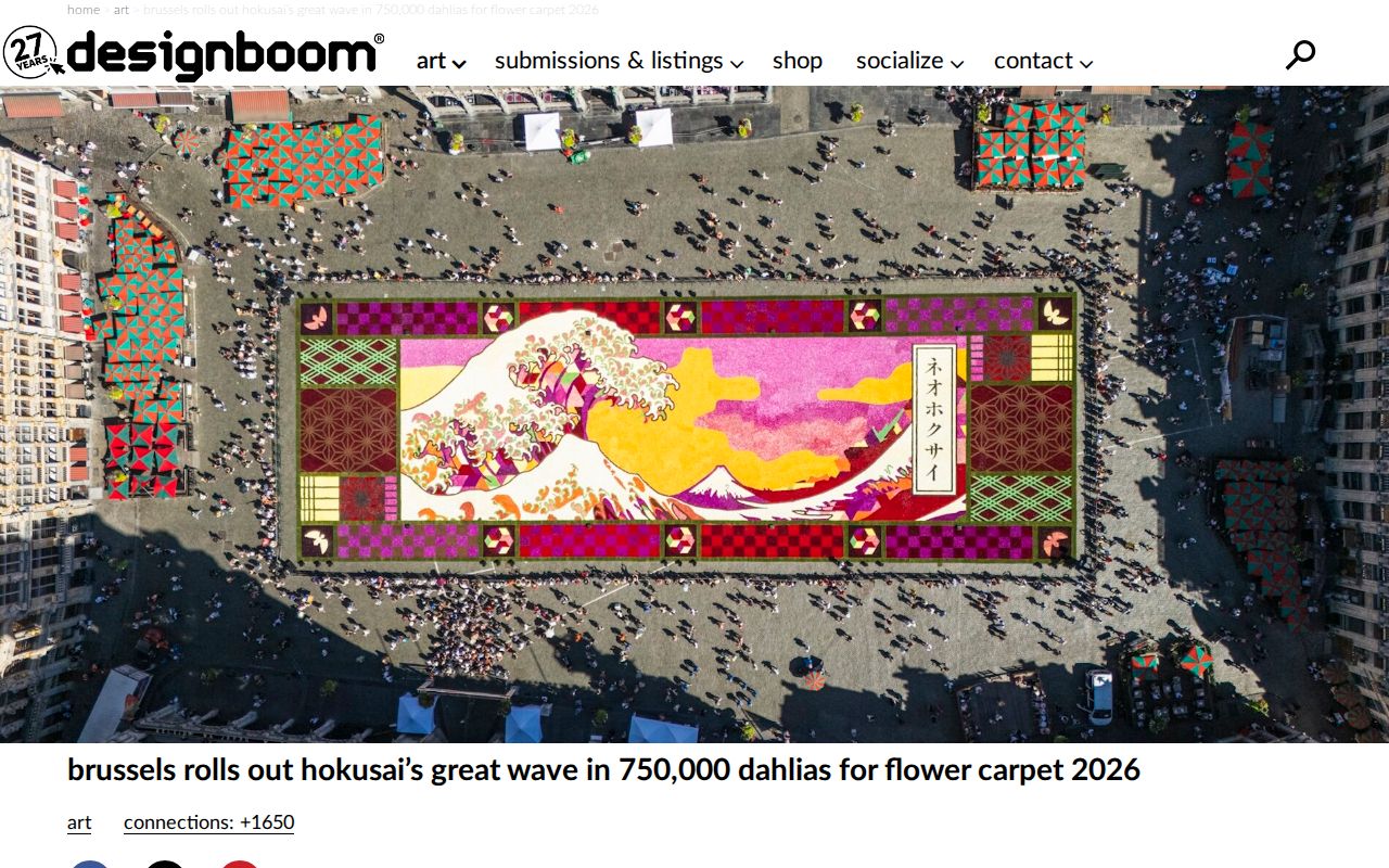 brussels rolls out hokusai’s great wave in 750,000 dahlias for flower carpet 2026